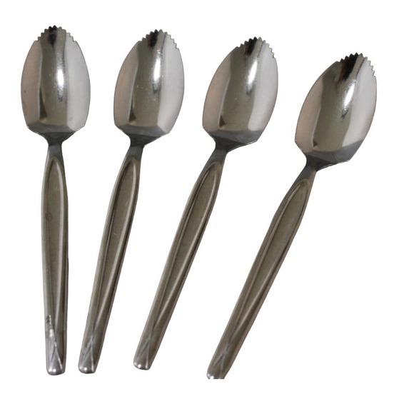 Stainless Steel-Cross Pattern Grapefruit/Citrus serrated spoon, set of 4 Japan - Picture 1 of 6
